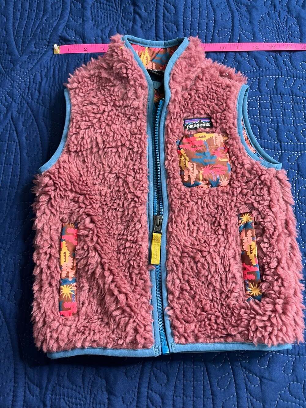 Patagonia Baby Retro-X Vest Size 2T Pink Fleece Tropical Print